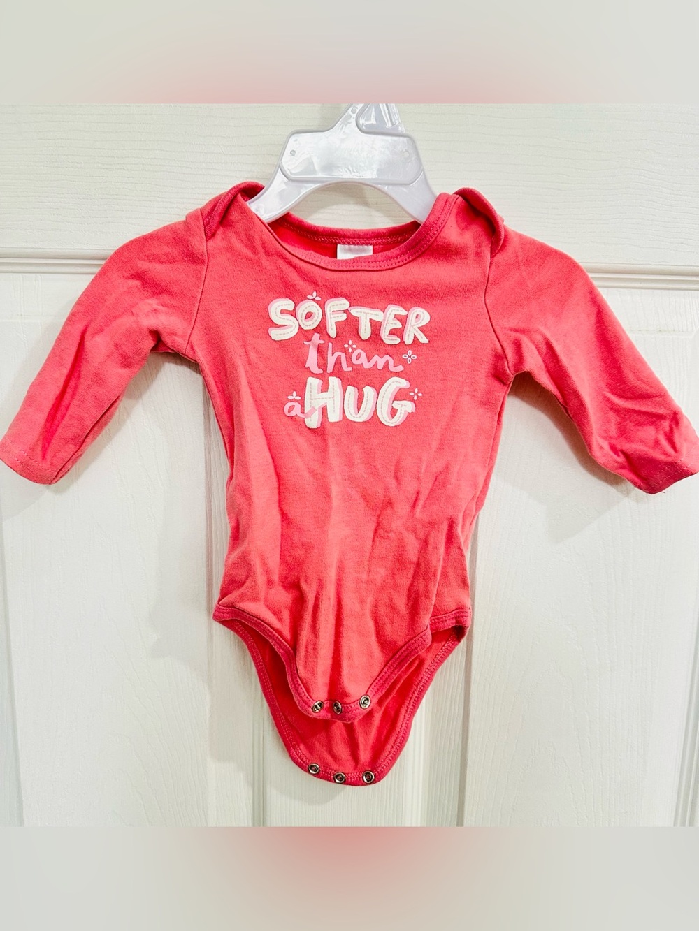 Long-Sleeve Coral Baby One-Piece Bodysuit - 'Softer Than a Hug'